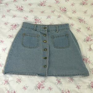 A-line, denim skirt.